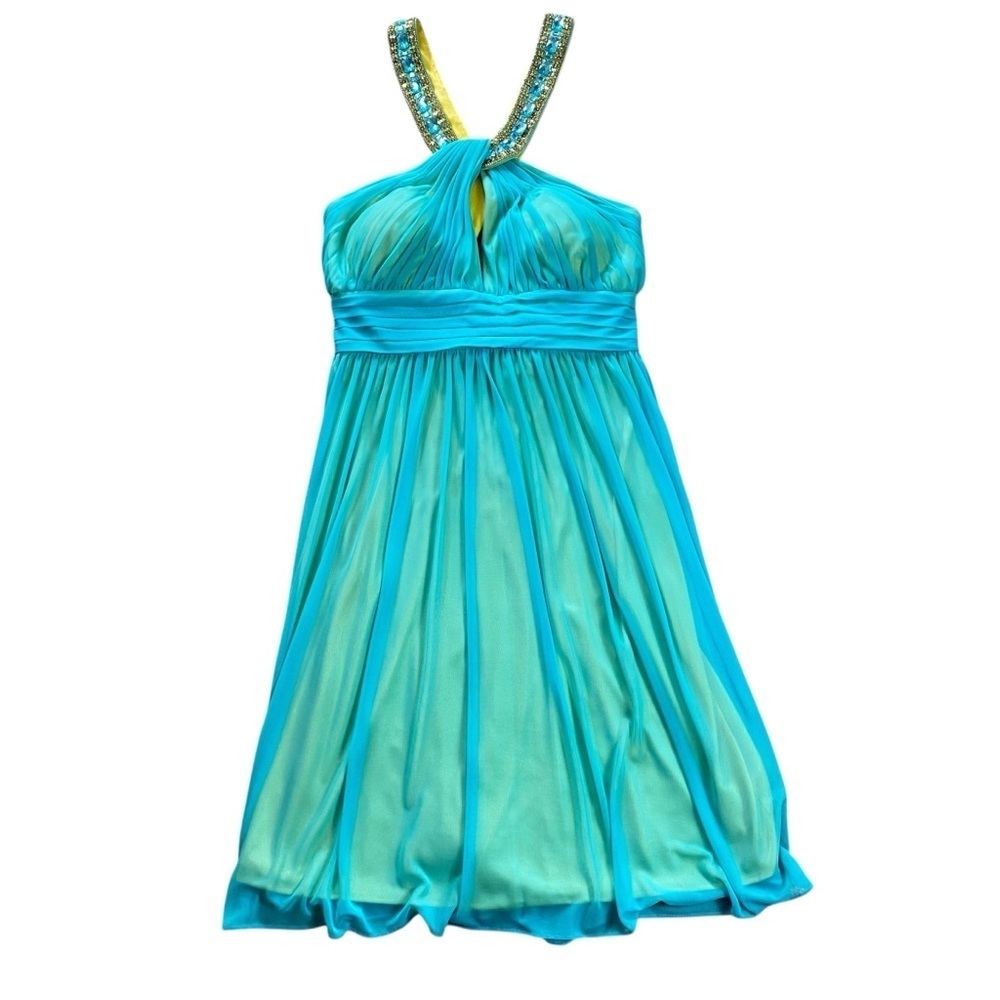 Vintage Xscape Yellow Dress with Beaded Details, size 12